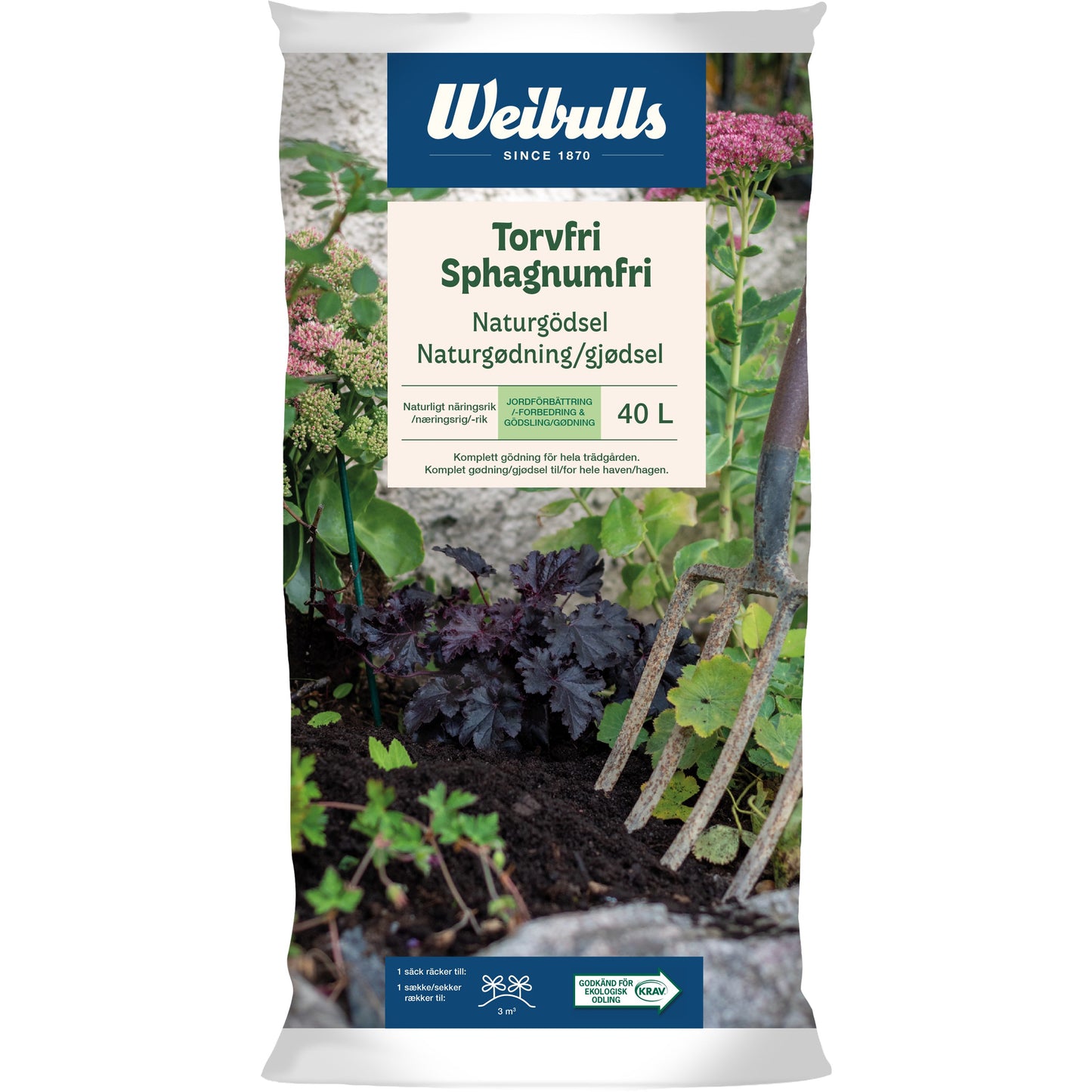 Weibulls torvfri Naturgödsel 40l 54st/pal