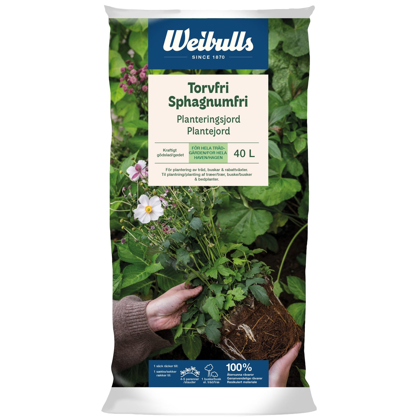 Weibulls Torvfri planteringsjord 40l 48st/pal