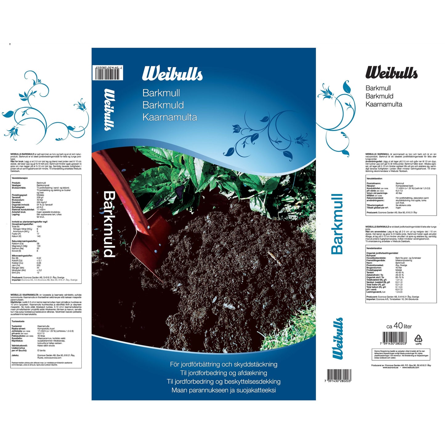 Weibulls Barkmull 40l 45st/pal