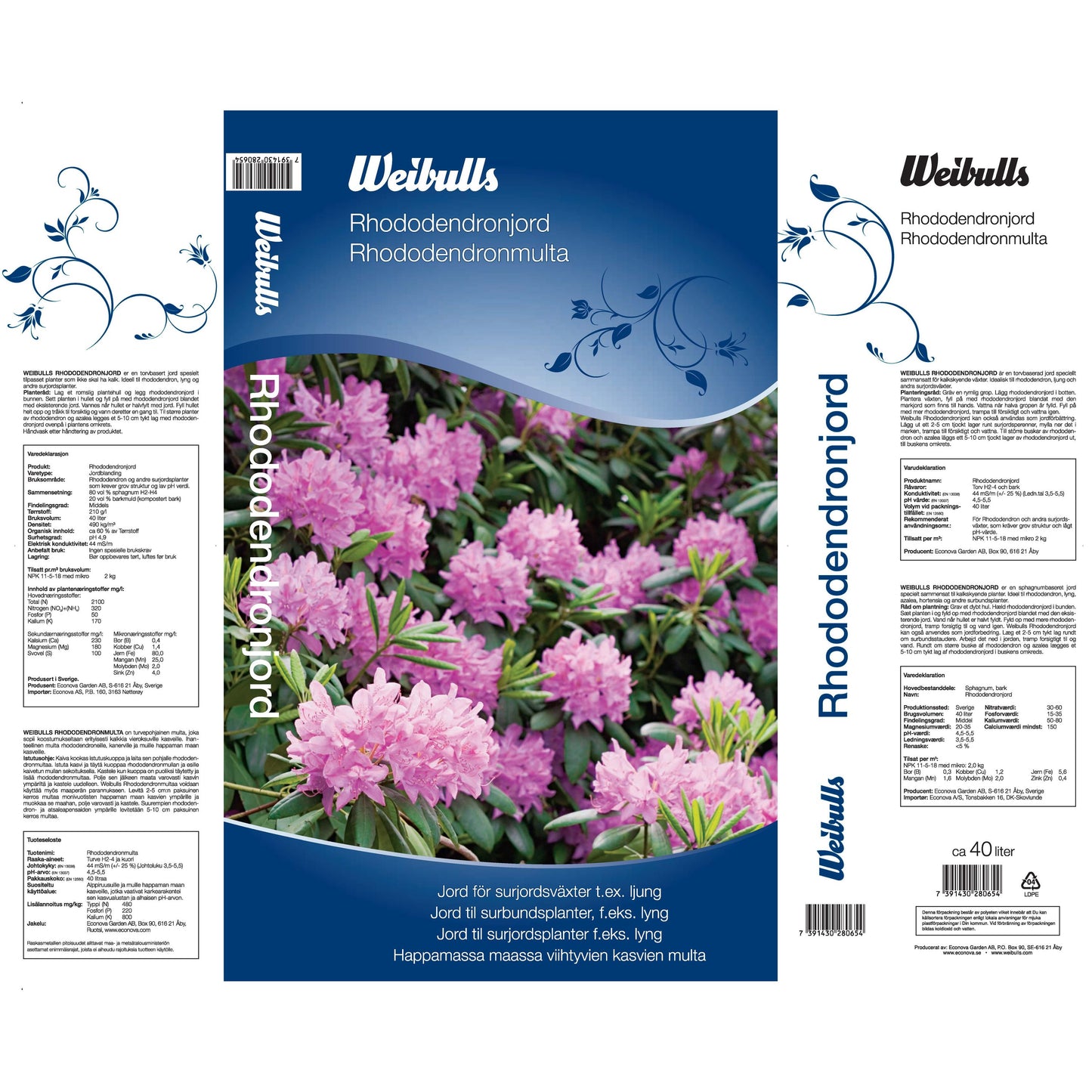 Weibulls Rhododendronjord 40l 51st/pal