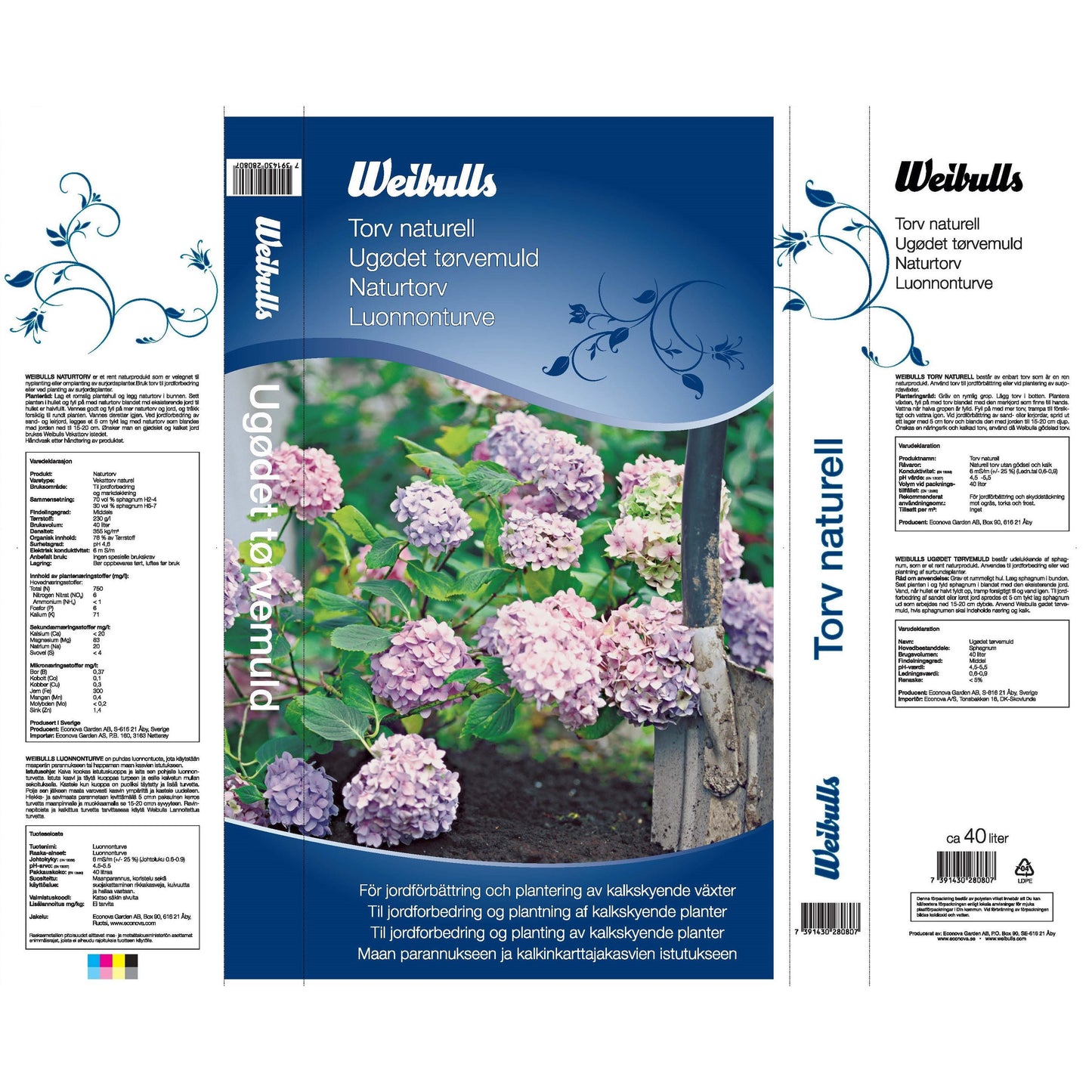 Weibulls Torv naturell 40l 51st/pal