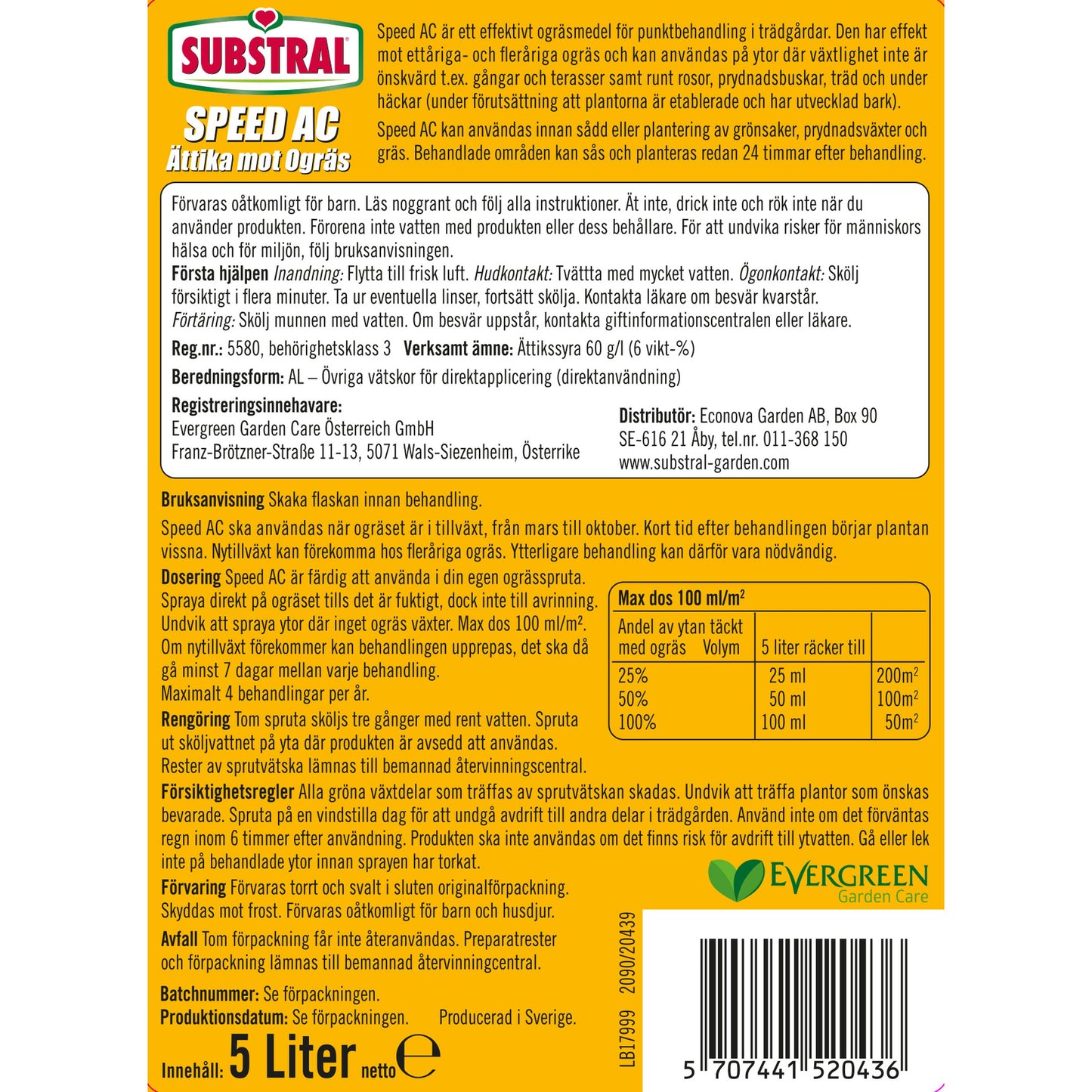 Substral Ogräsättika 5L 3st/krt