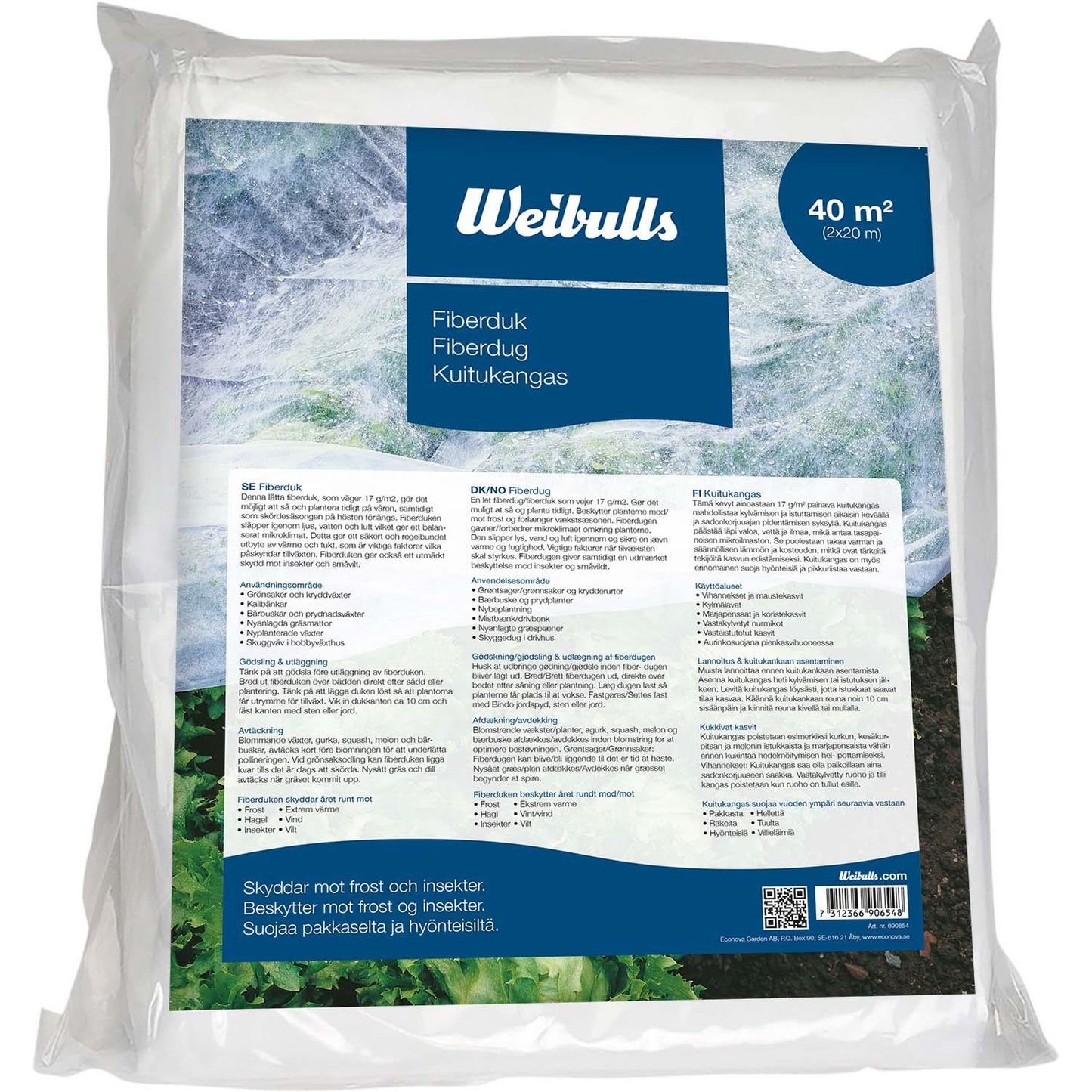 Weibulls Fiberduk 40m²(2x20m) 10 kfp/display