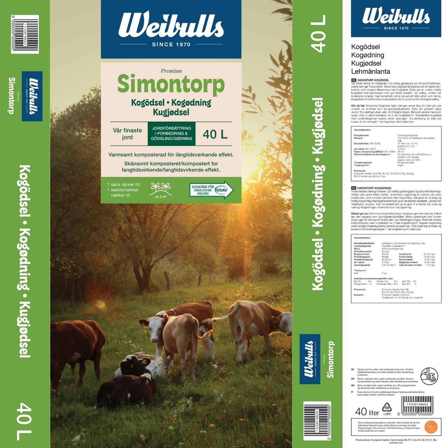 Simontorp kogödsel 40l KRAV 39st/pal