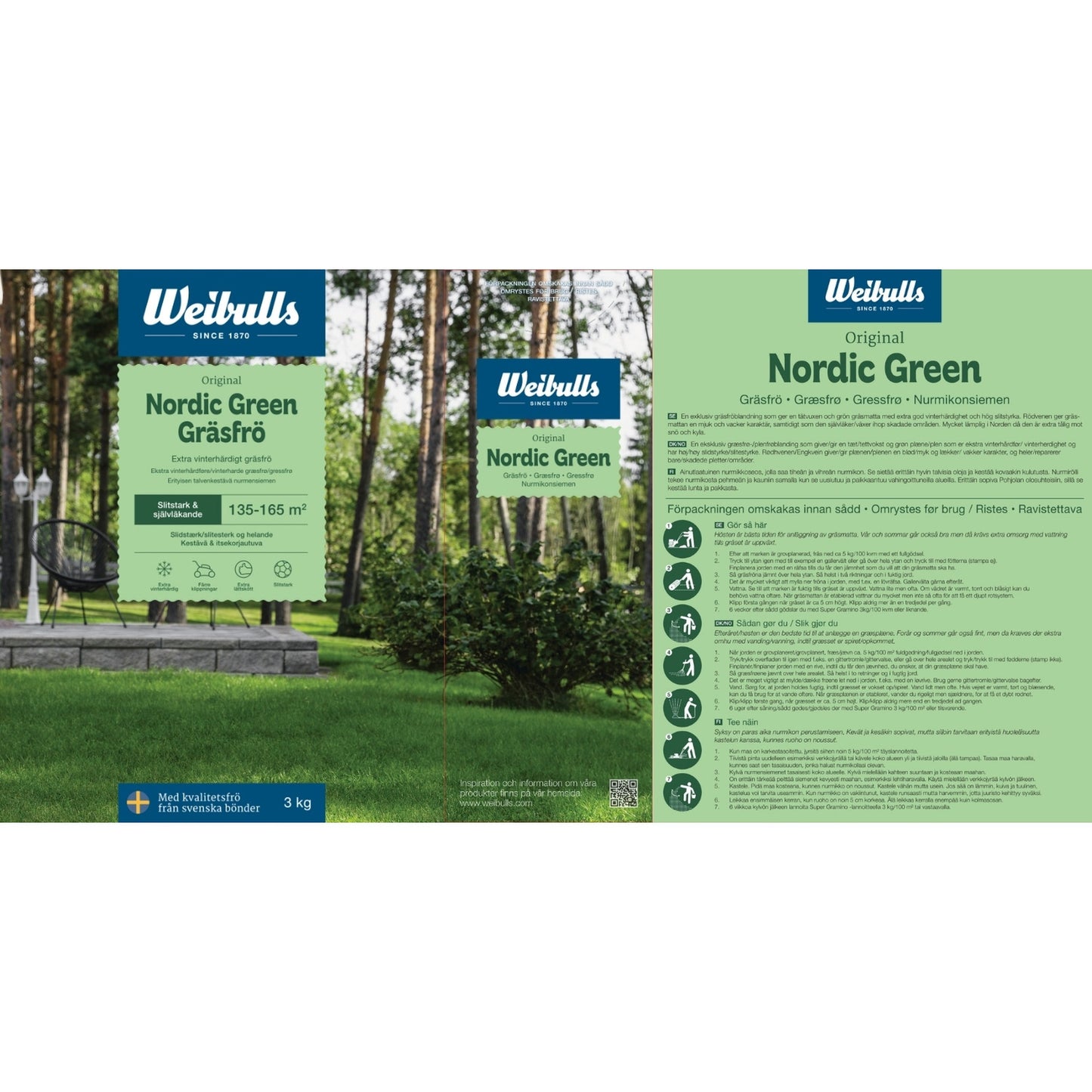 Weibulls Gräsfrö Nordic Green 3 kg 3st/krt