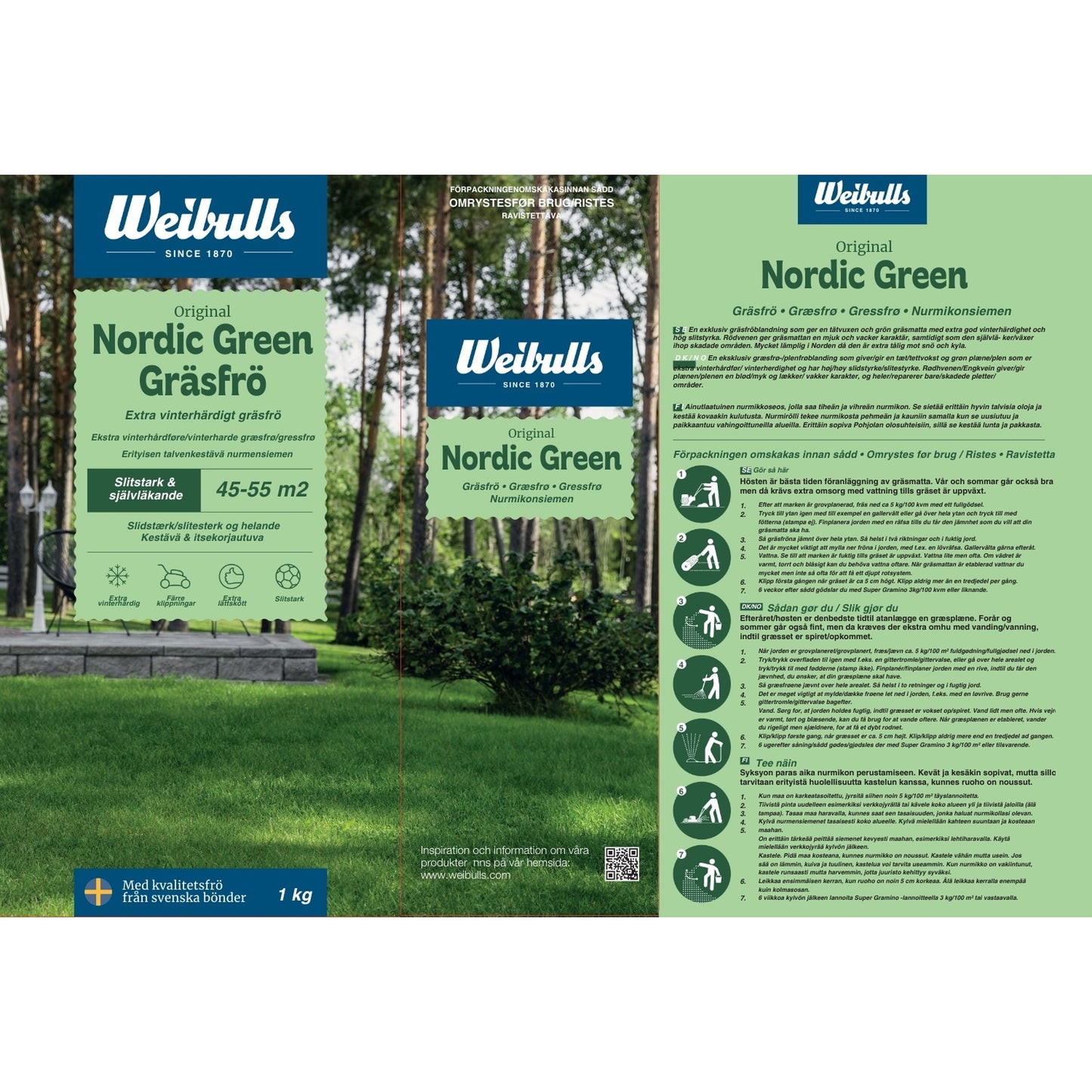 Weibulls Gräsfrö Nordic Green 1kg 16st/krt