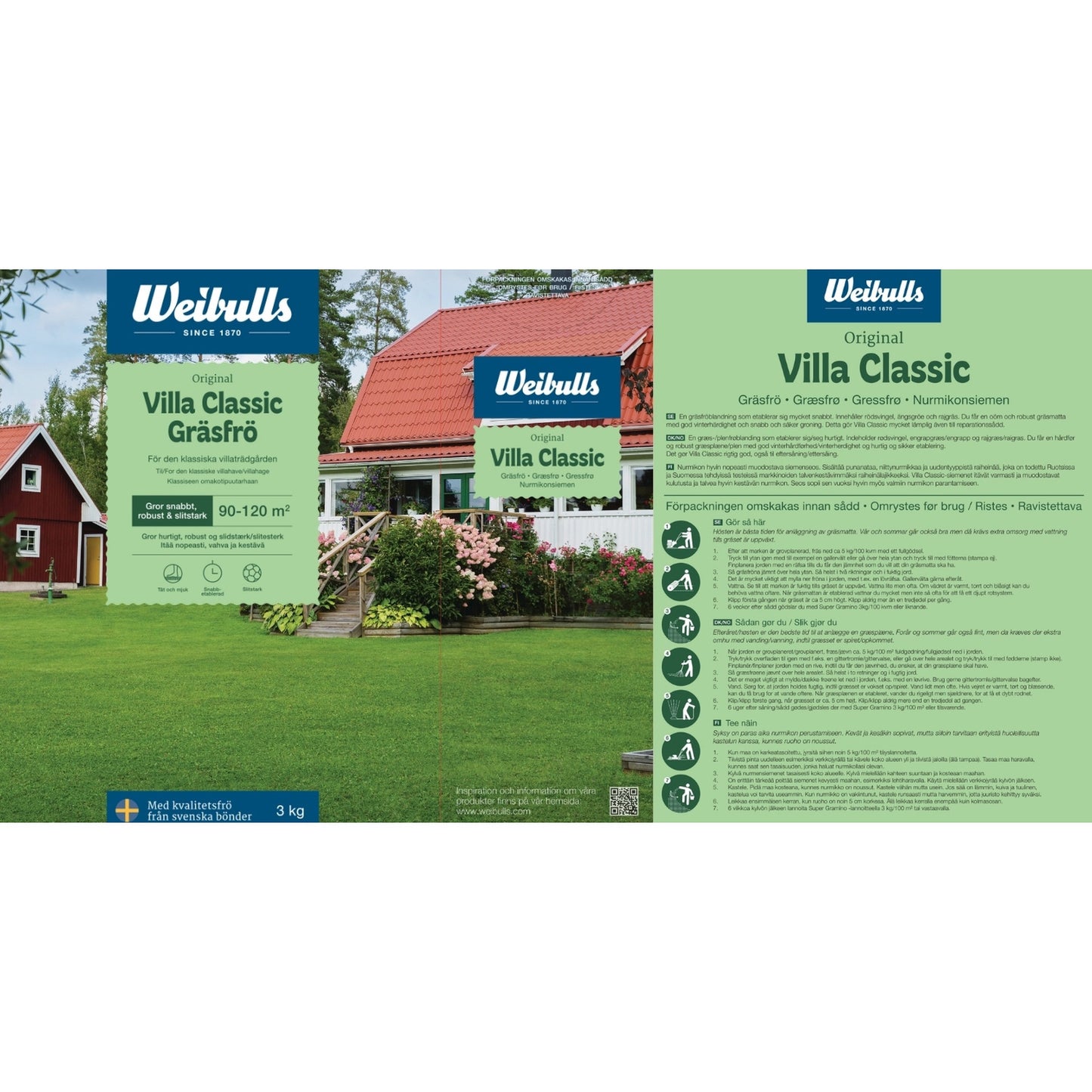 Weibulls Gräsfrö Villa Classic 3kg 36st/hap